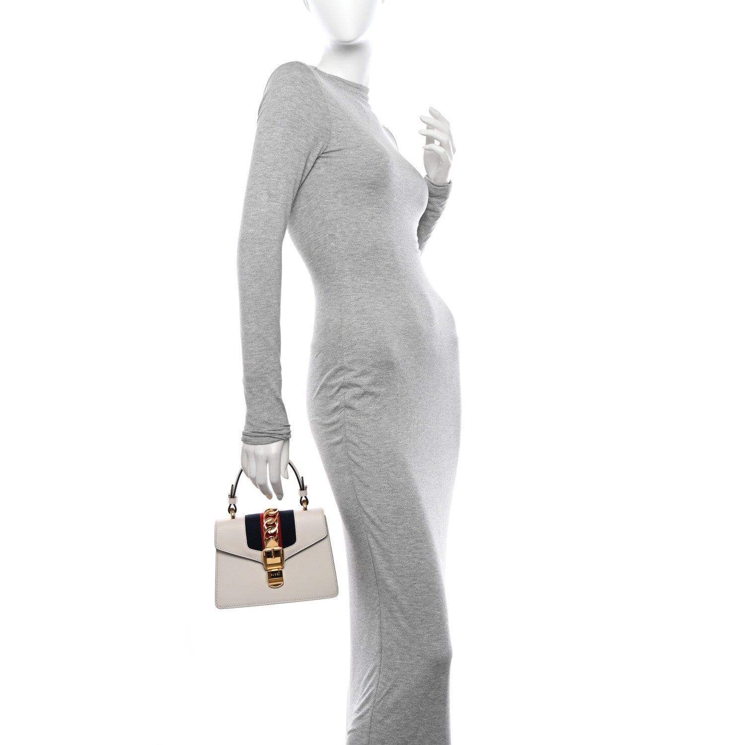 Gucci Calfskin Mini Sylvie Top Handle Bag White 2 of 15