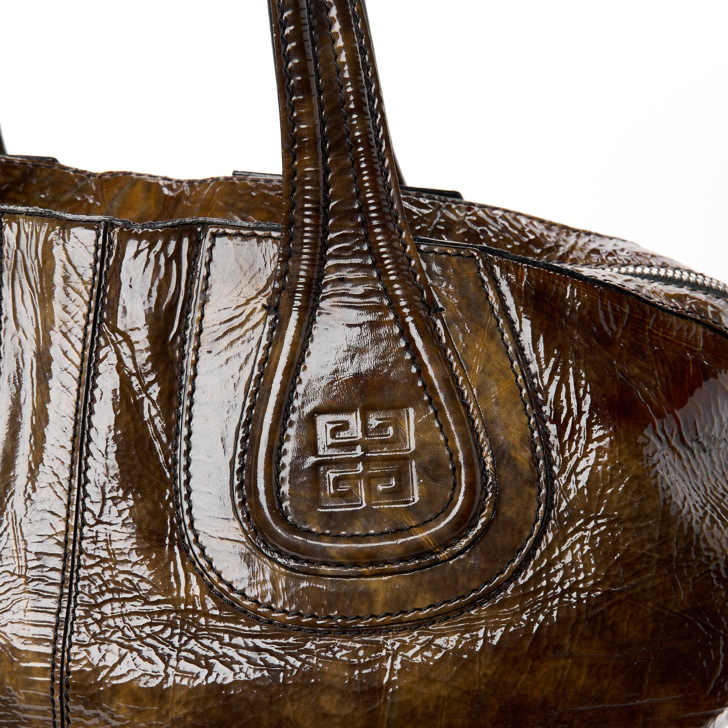 Givenchy Crinkled Patent Calfskin Medium Nightingale Light Brown 9 of 14
