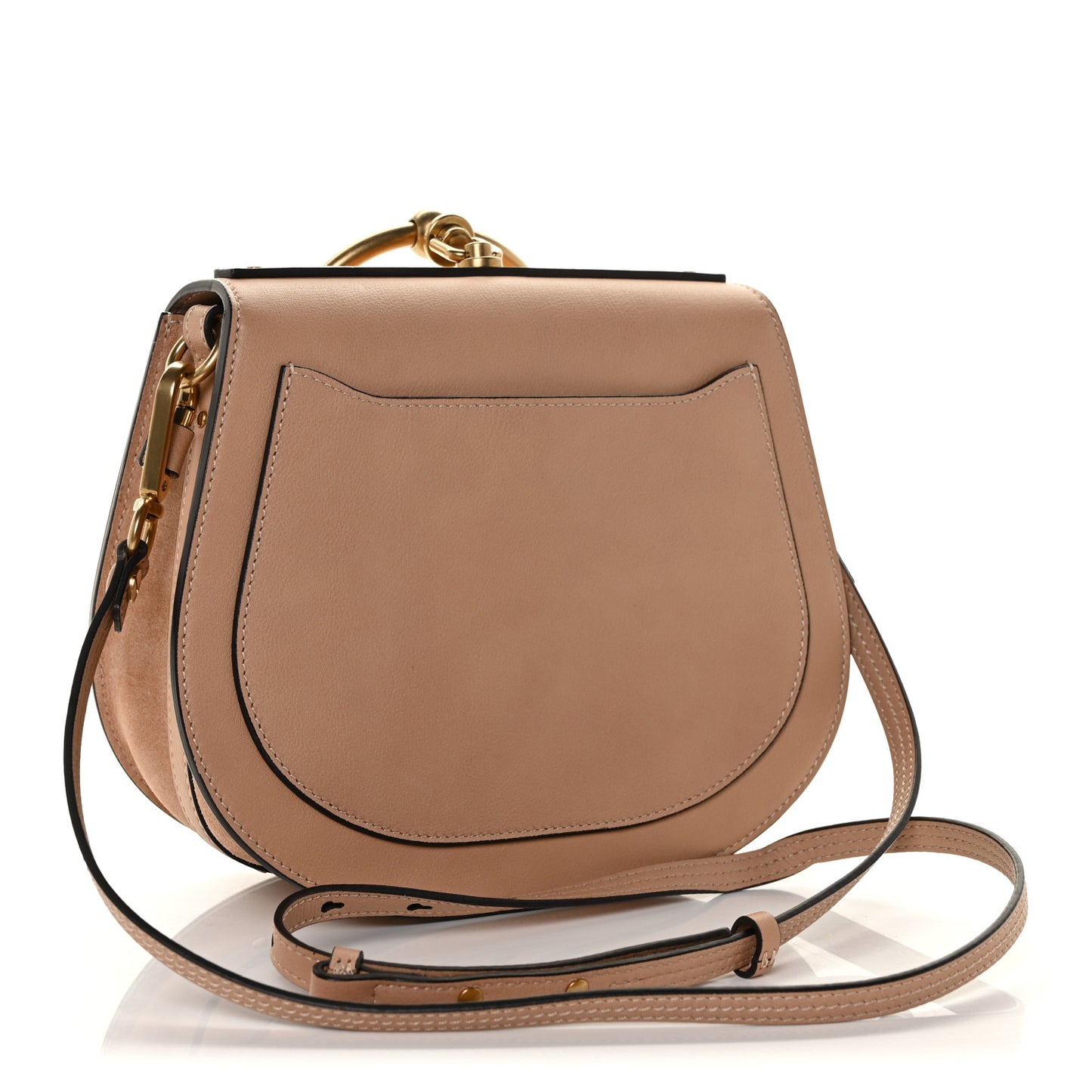 Calfskin Suede Medium Nile Bracelet Bag Biscotti