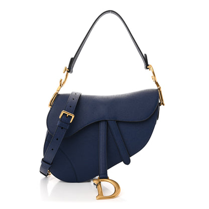 Christian Dior Grained Calfskin Saddle Bag With Strap Blue Royale 1 of 11