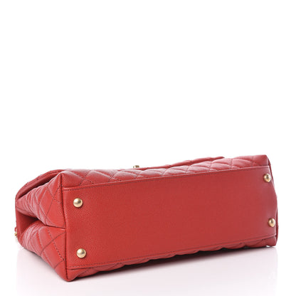 Chanel Caviar Quilted Small Coco Handle Flap Red 4 of 10