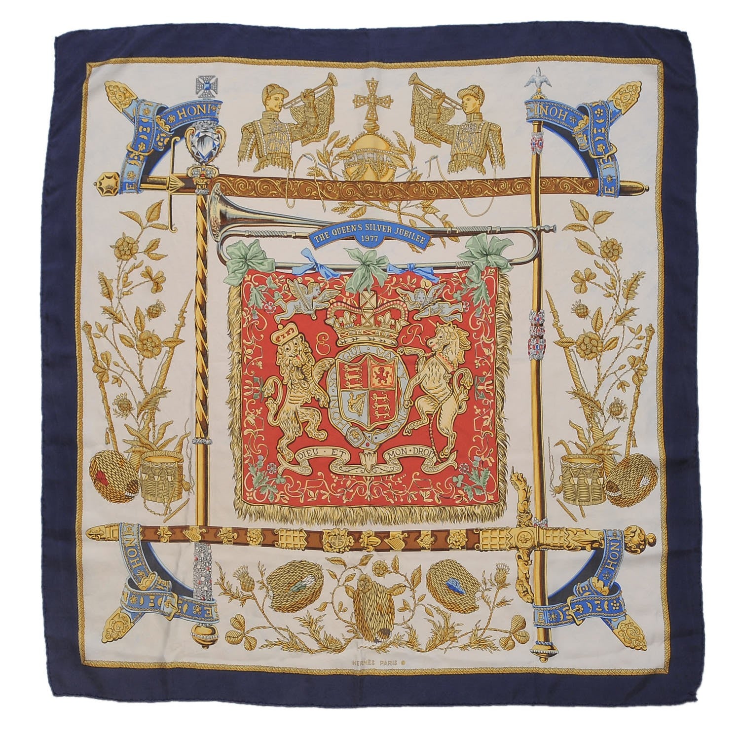 Hermes Silk The Queen's Silver Jubilee Scarf 90 1 of 6