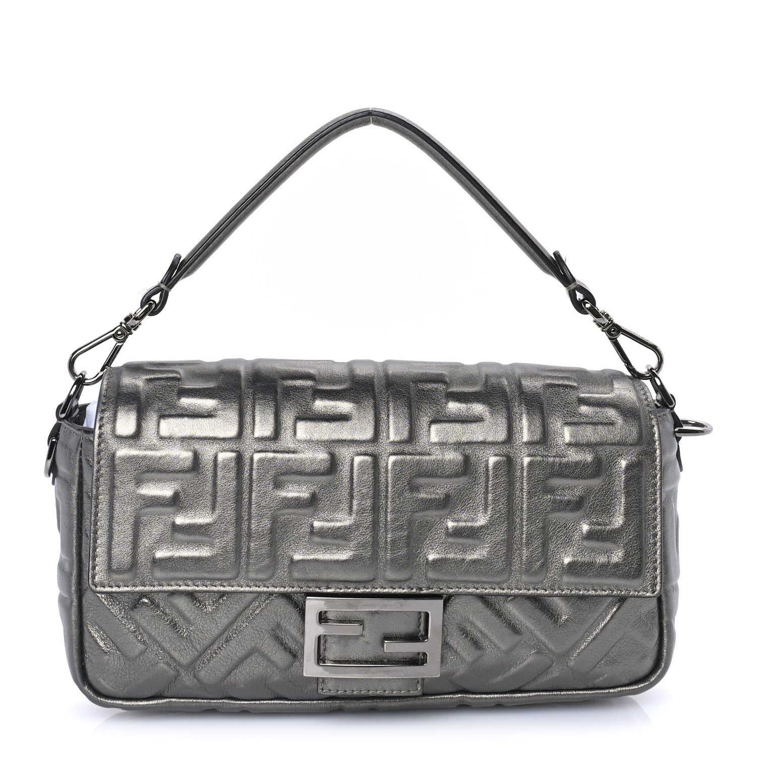 Fendi FENDI Nappa FF 1974 Embossed Baguette Black Black 1 of 7