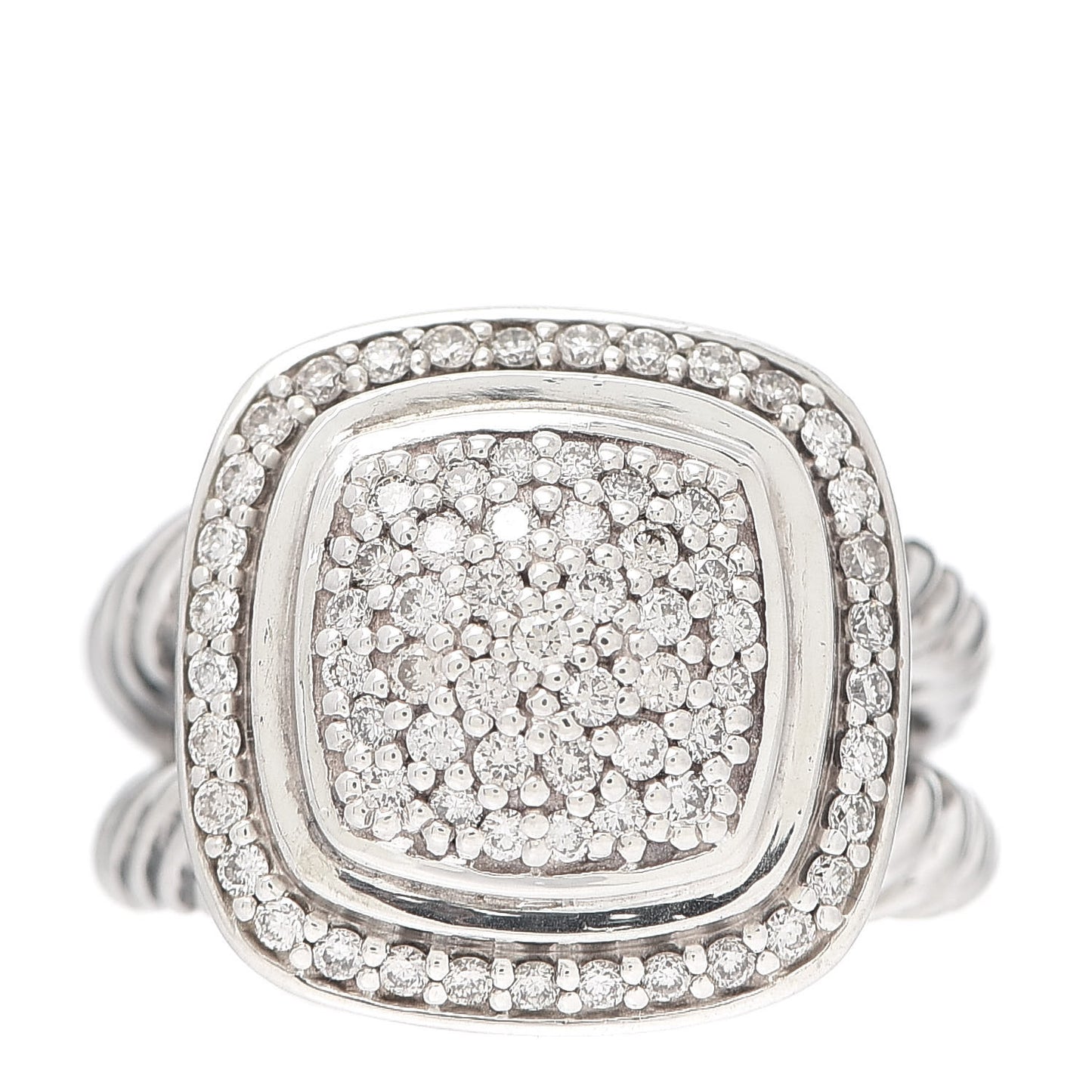 Sterling Silver Diamond 11mm Albion Pave Ring 52 6