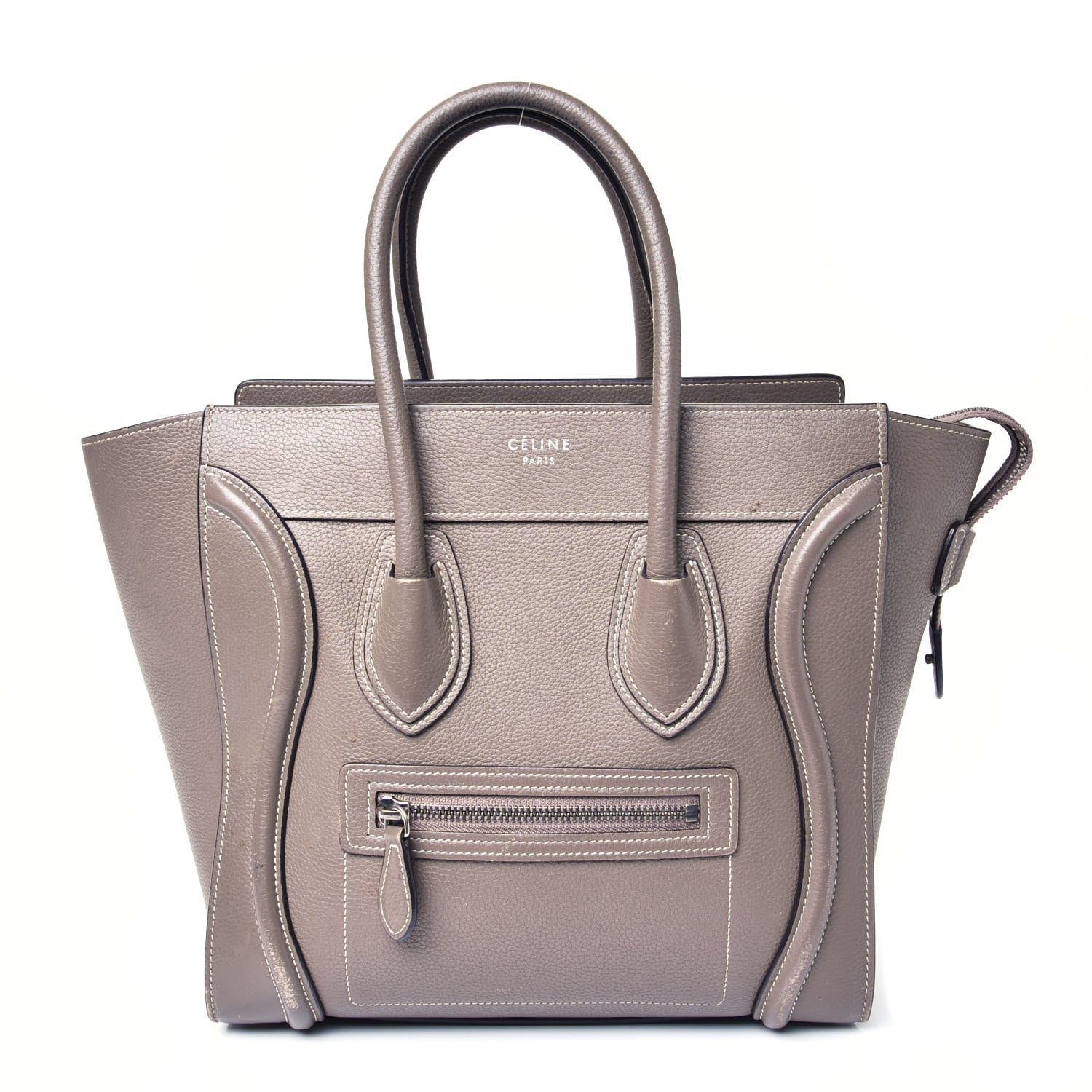 Celine Drummed Calfskin Micro Luggage Souris 1 of 8