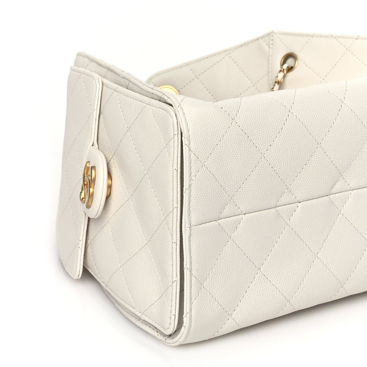 Caviar Quilted Small  25 Handbag White