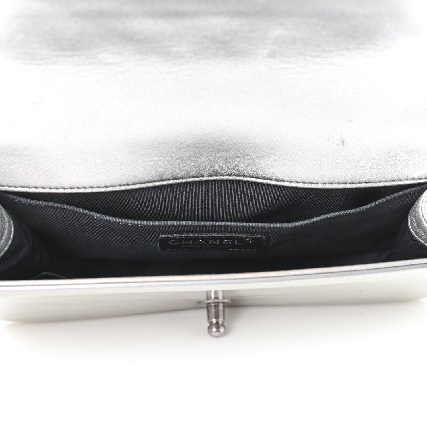 Chanel Metallic Patent Calfskin Quilted Medium Boy Flap Silver 5 of 9