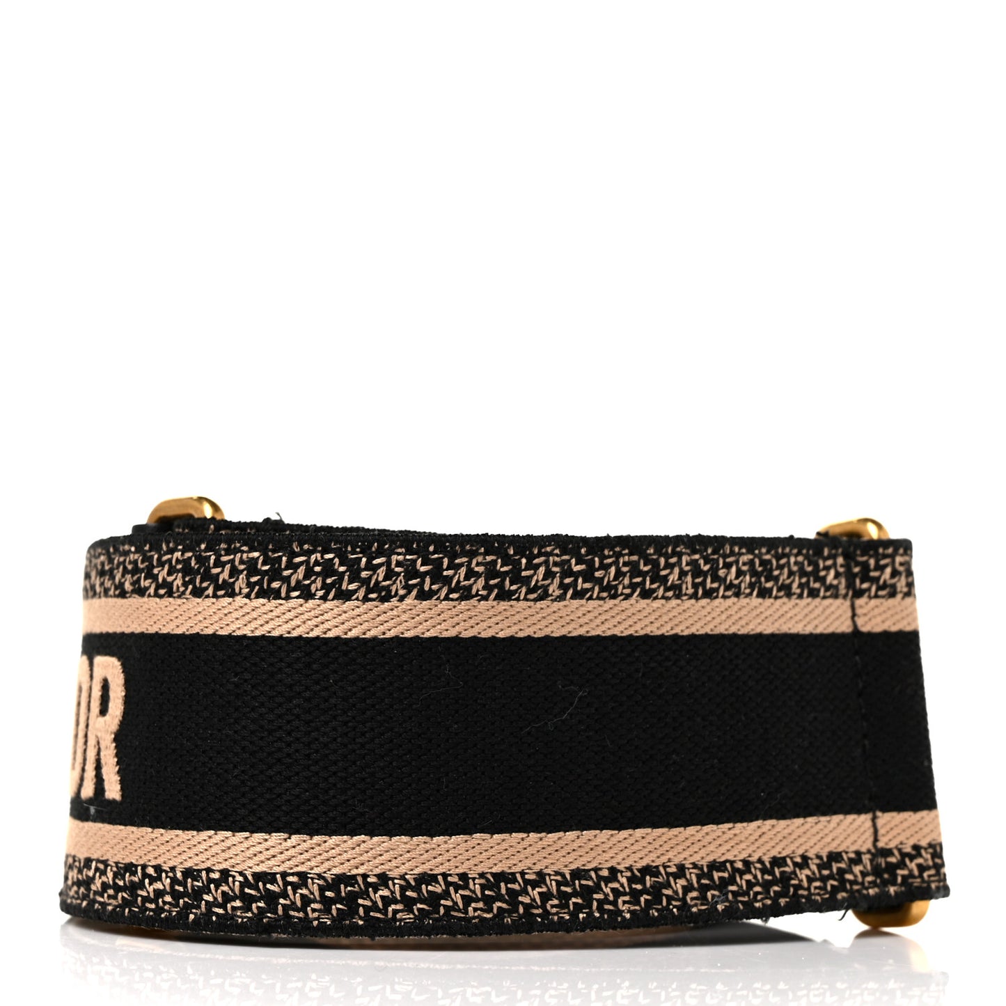 Canvas Embroidered 65mm Belt 80 32 Black Beige