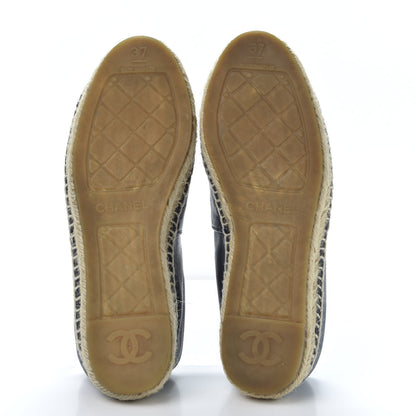 Chanel Lambskin CC Espadrilles 37 Navy Black 8 of 11