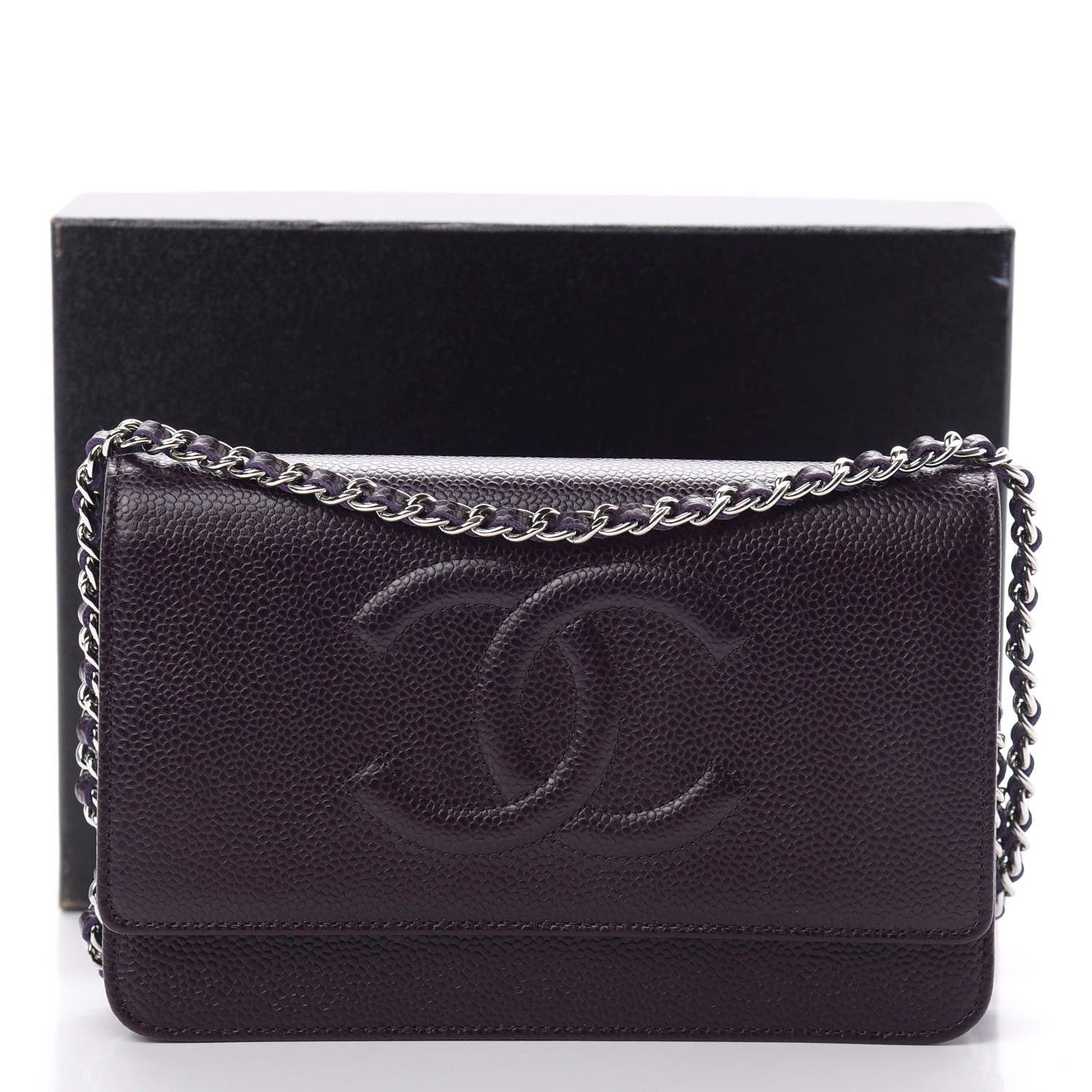 Chanel Caviar Timeless CC Wallet On Chain WOC Purple 12 of 12