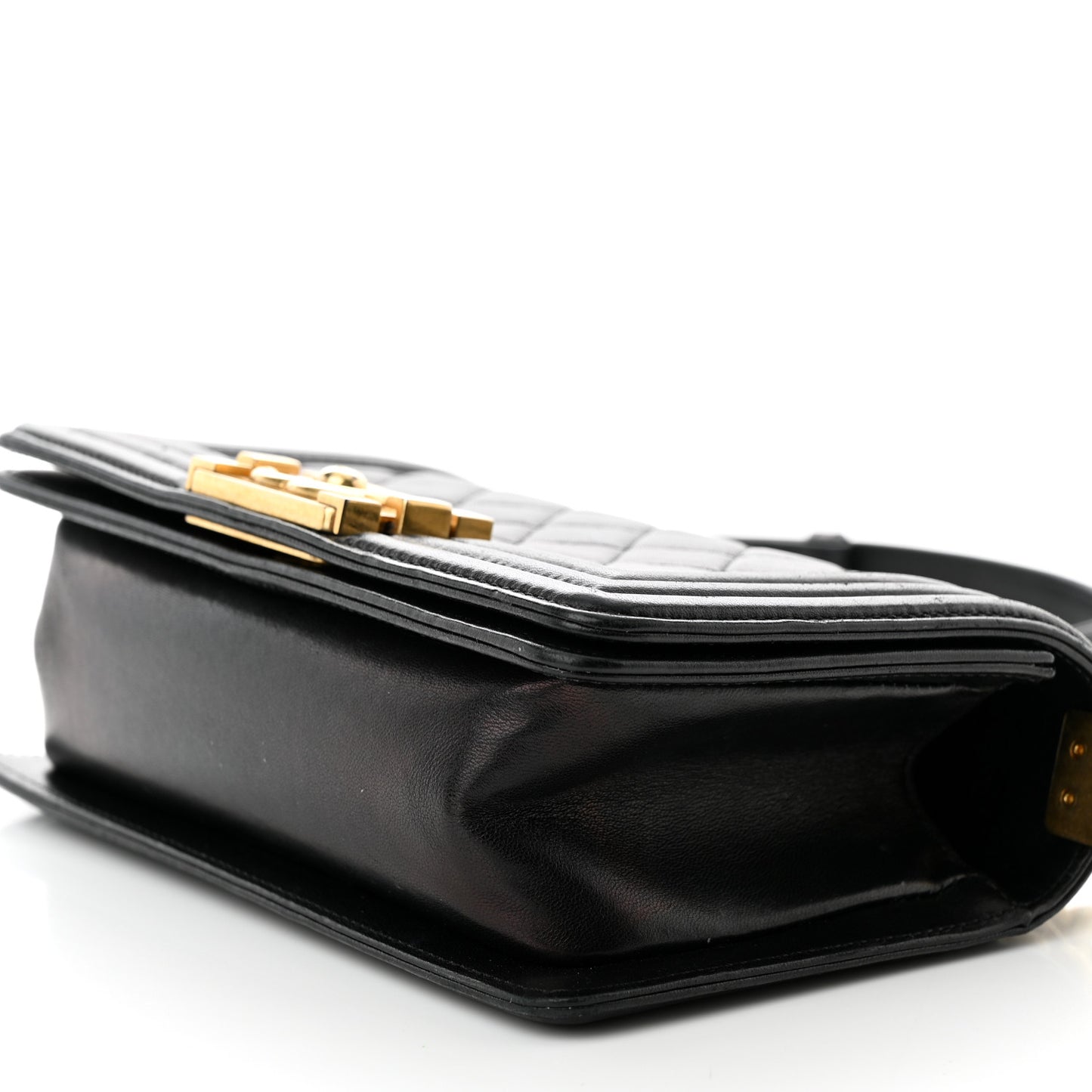 Lambskin Quilted Small Boy Flap Black