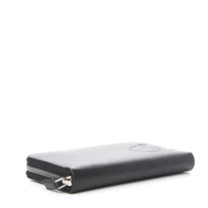 Prada Saffiano Logo Zip Around Wallet Black 3 of 7