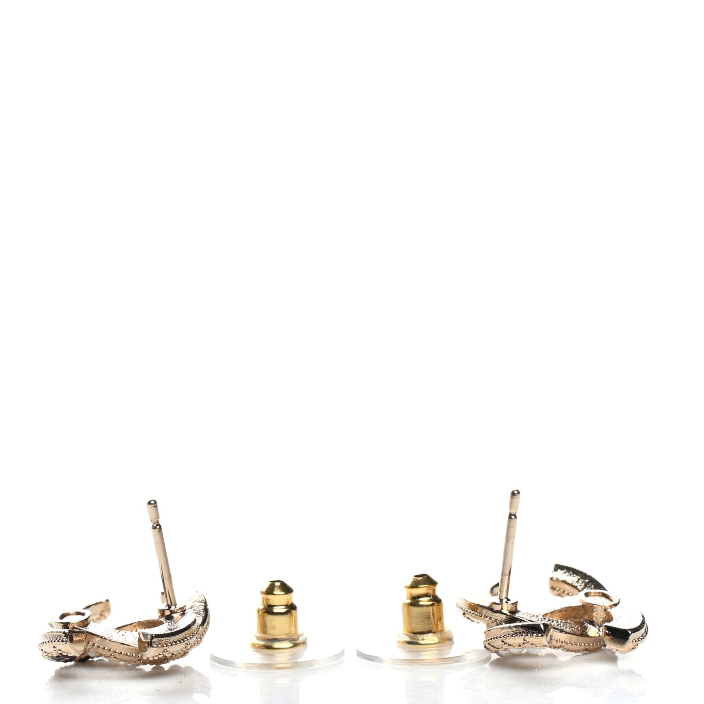 Resin Pearl CC Earrings Gold Black