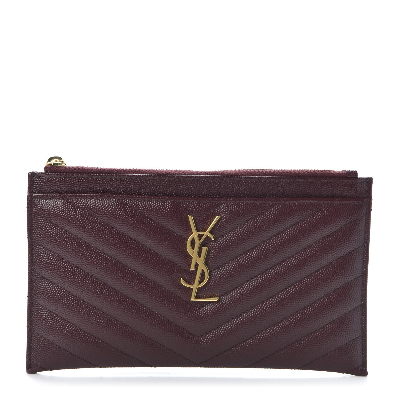Saint Laurent Grain De Poudre Matelasse Chevron Monogram Bill Pouch Amaranto 1 of 9