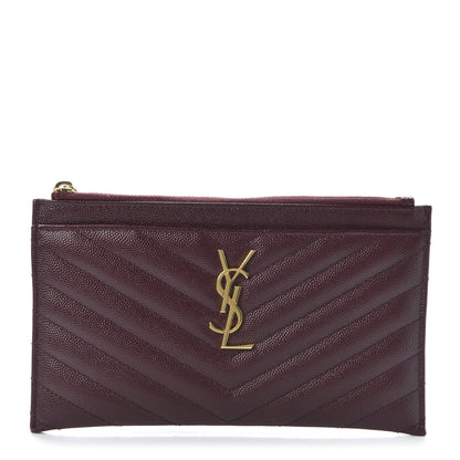 Saint Laurent Grain De Poudre Matelasse Chevron Monogram Bill Pouch Amaranto 1 of 9