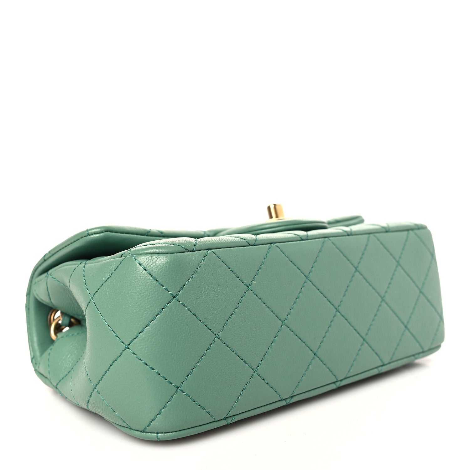 Chanel Lambskin Quilted Mini Rectangular Pearl Crush Flap Dark Green 9 of 10