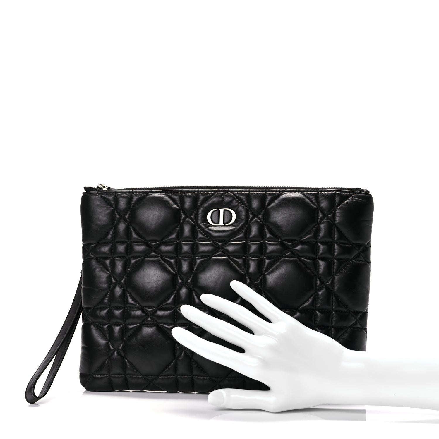 Christian Dior Supple Calfskin Cannage Caro Daily Pouch Black 2 of 8