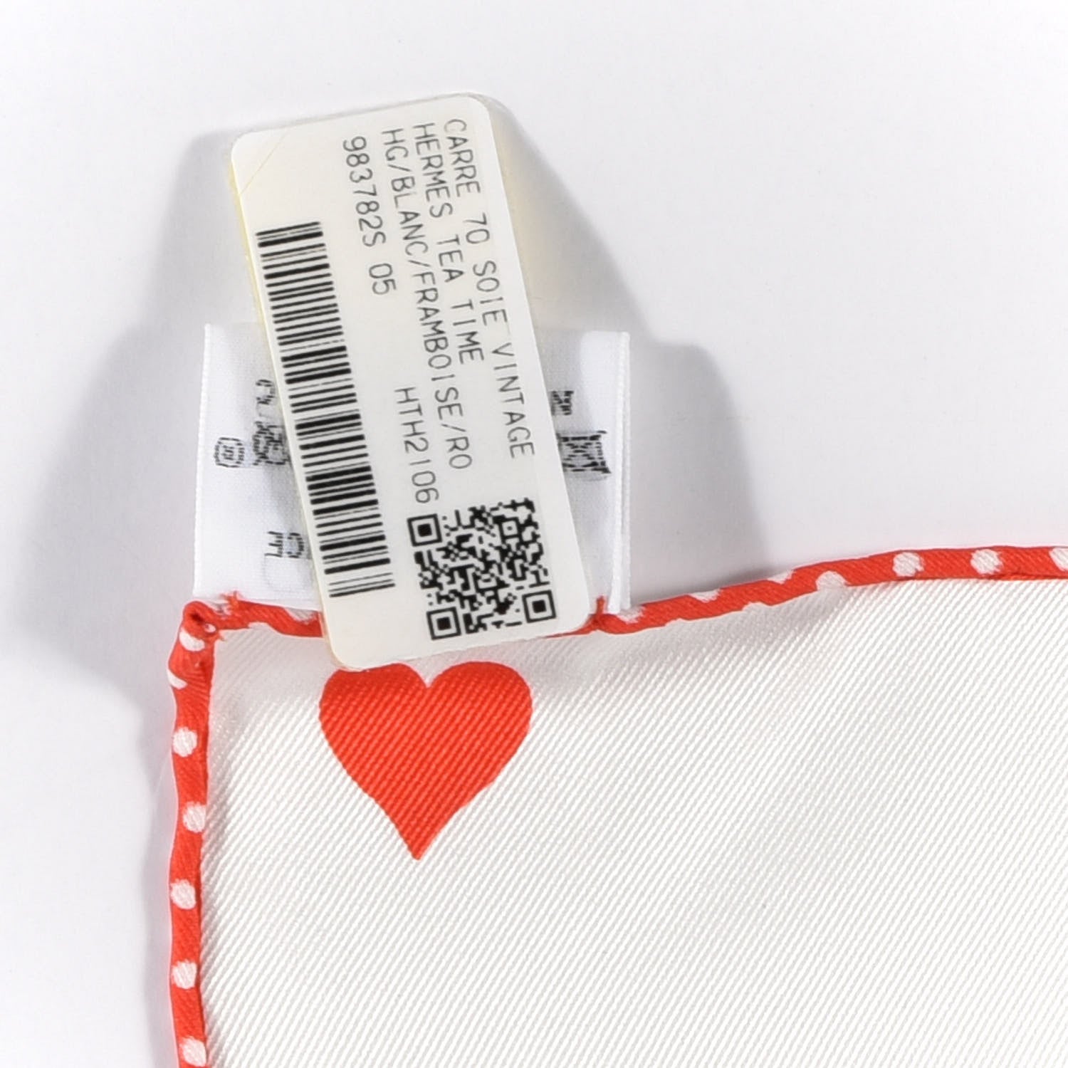 Hermes Silk Tea Time Scarf 70 White Framboise Rouge 5 of 5