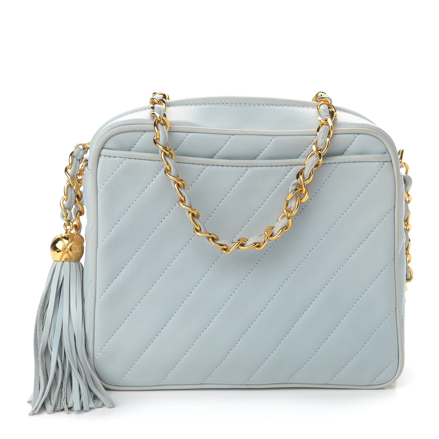 Chanel Lambskin Quilted CC Tassel Camera Case Light Blue 1 of 13