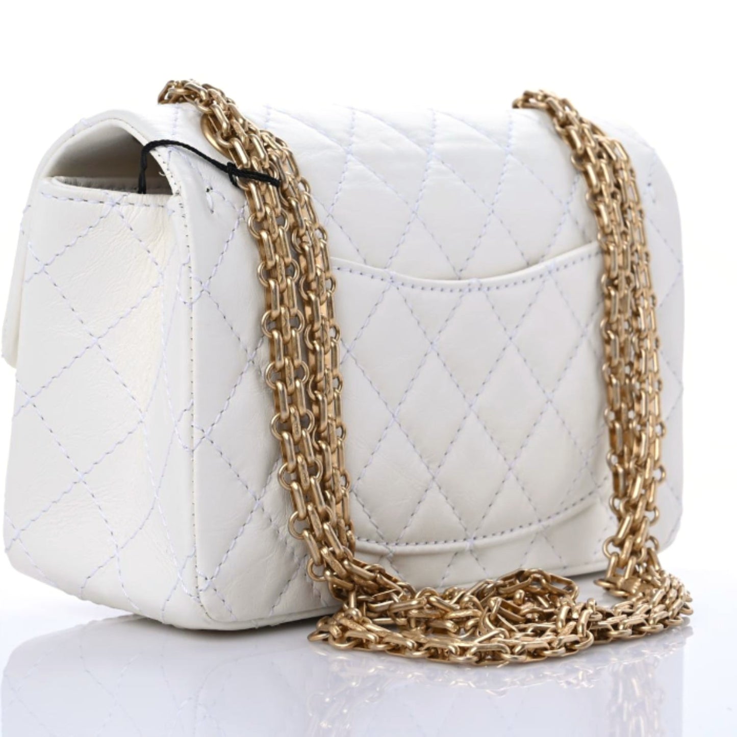 Aged Calfskin Quilted 2.55 Reissue Mini Flap White