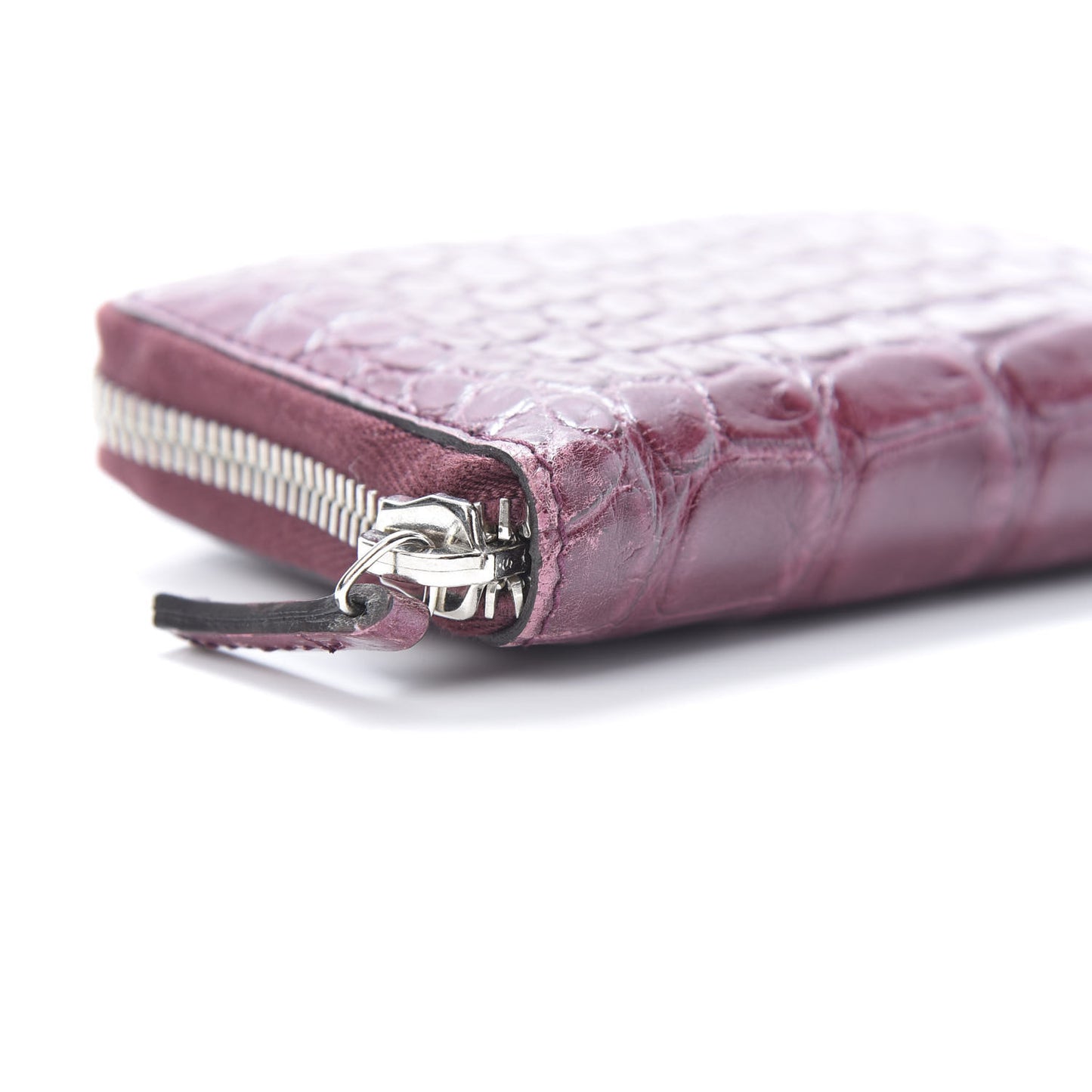 Crocodile Zip Around Card Case Cherry Gloss