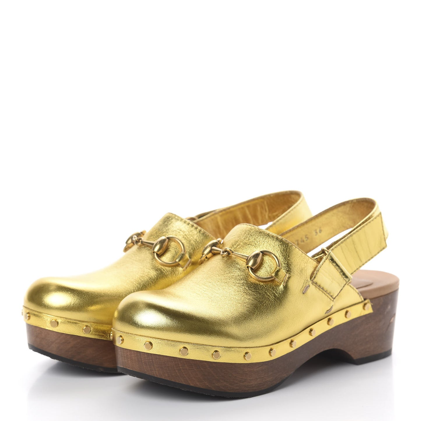 Metallic Nappa Horsebit Amstel Slingback Clogs 36 Oro Vecchio