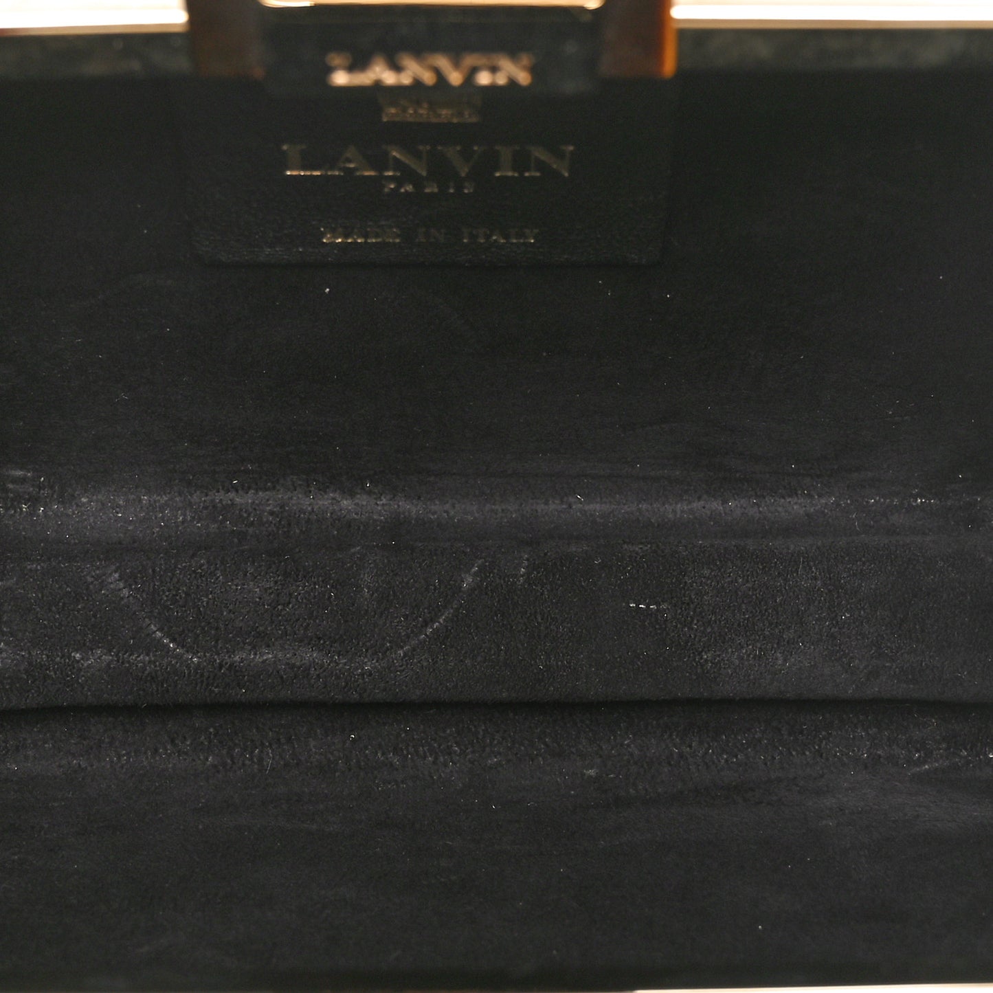 Ponyhair Crocodile Print Clutch Black Gold