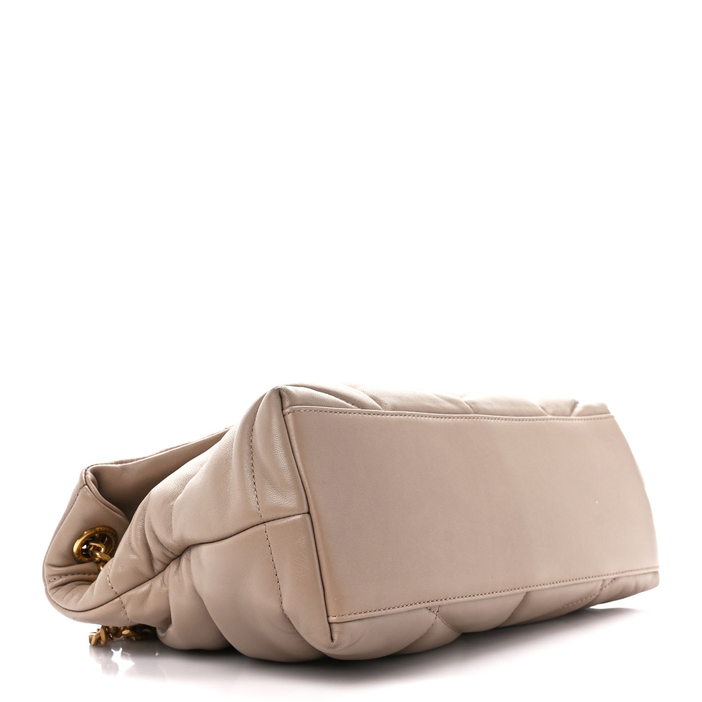 Lambskin Quilted Small Loulou Puffer Monogram Chain Satchel Dark Beige