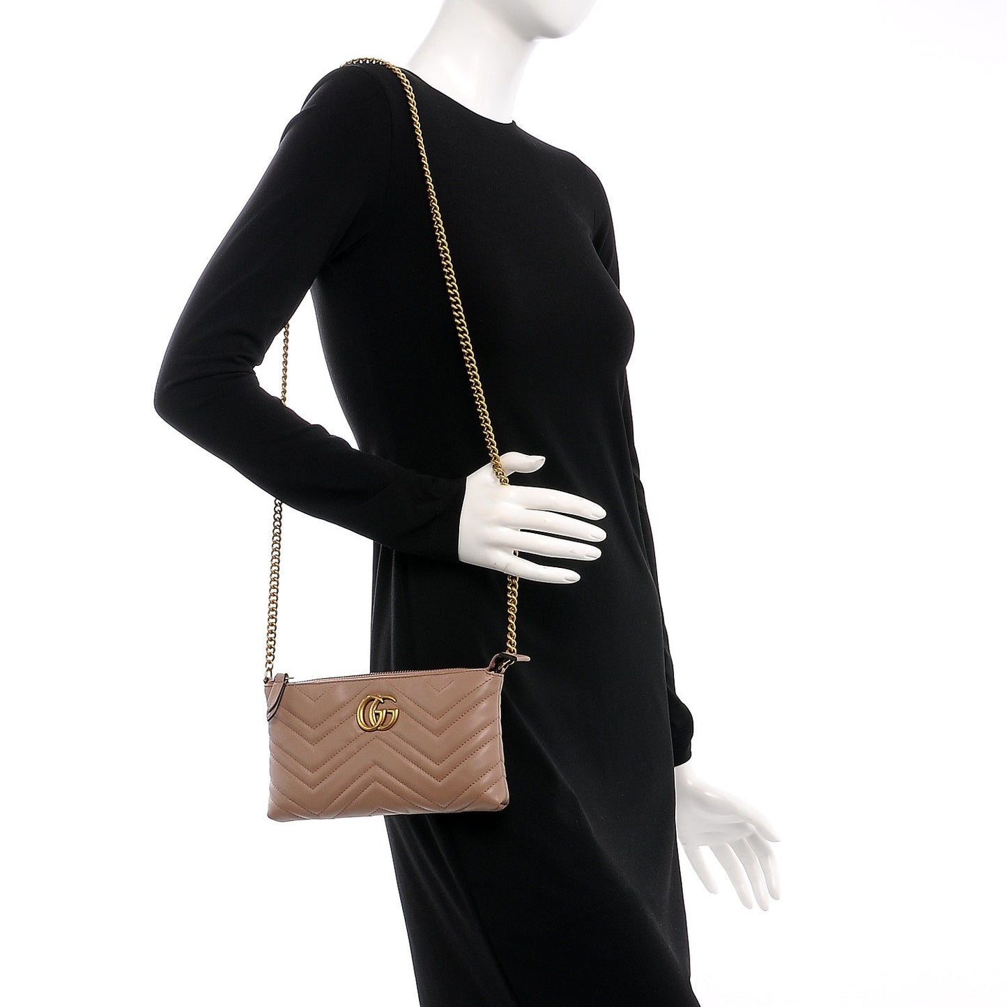 Calfskin Matelasse Mini GG Marmont Chain Bag Porcelain Rose