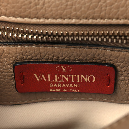 Valentino Garavani Pebbled Calfskin Medium Rockstud Top Handle Shoulder Bag Brown 5 of 8