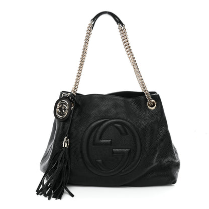Gucci Pebbled Calfskin Medium Soho Chain Shoulder Bag Black 1 of 19