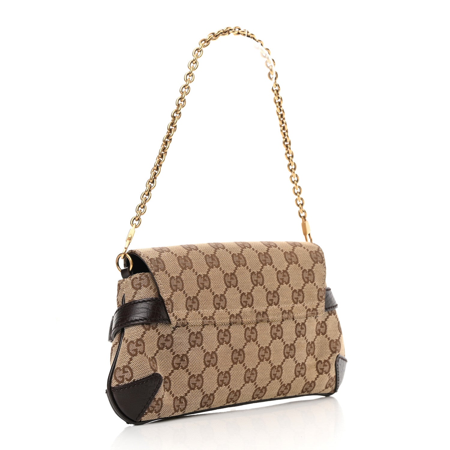 Gucci Monogram Horsebit Clutch Dark Brown 3 of 14