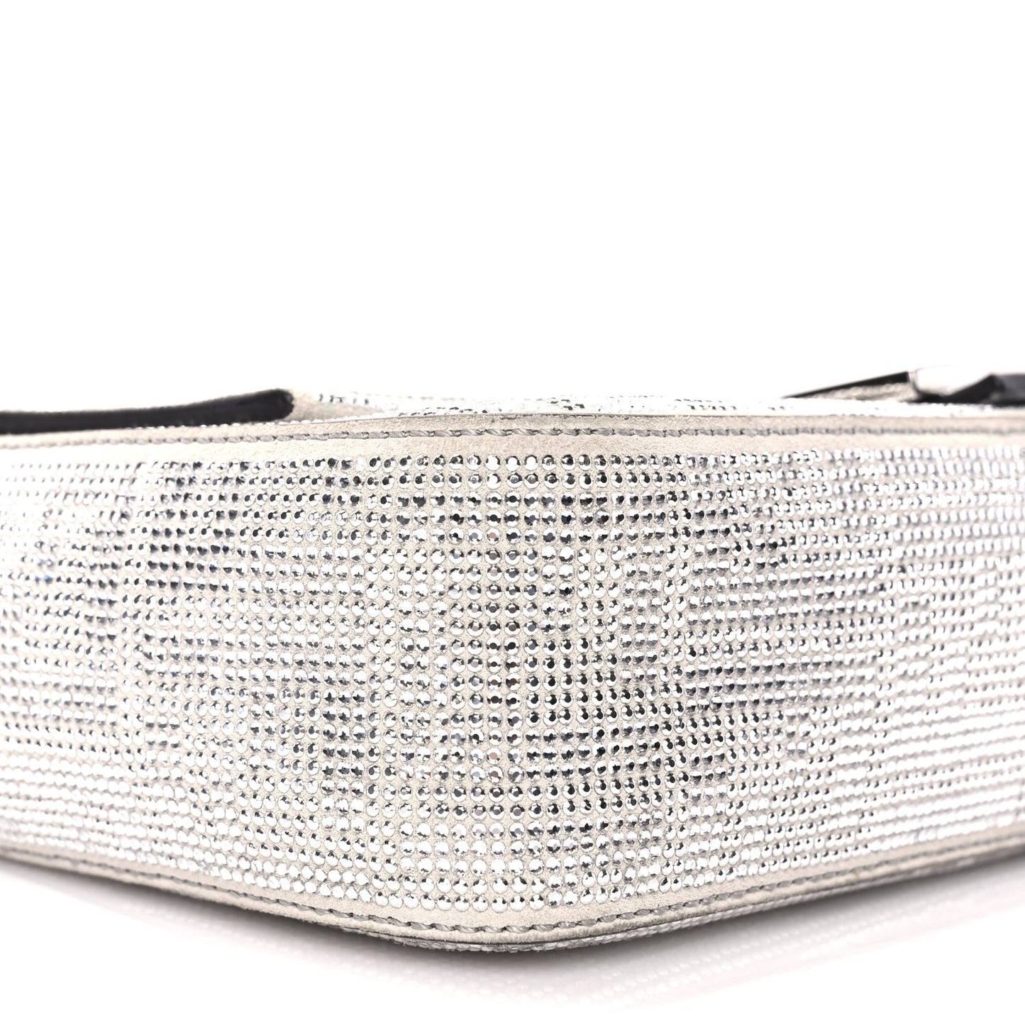 Crystal Vitello Laminato FF Medium Baguette Crystal Argento