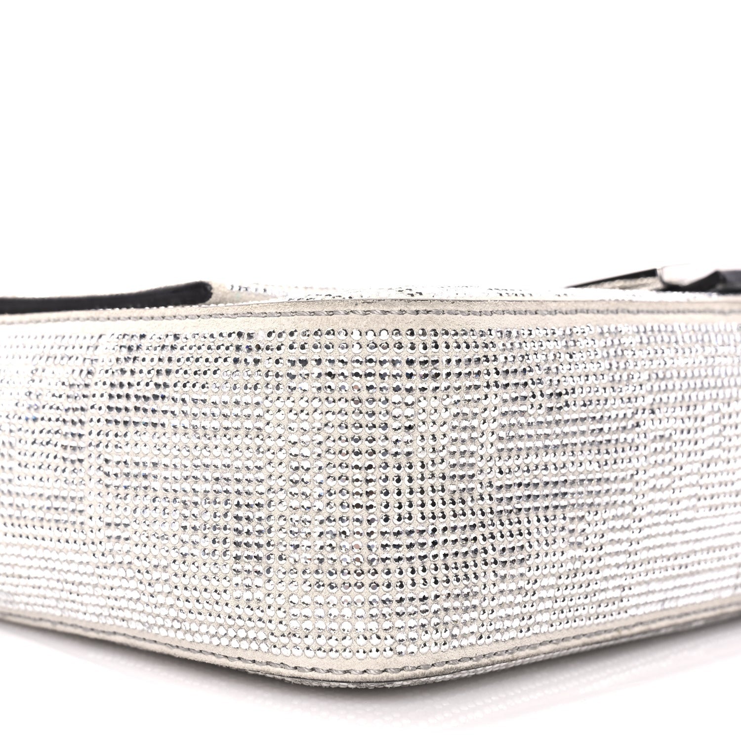 Fendi Crystal Vitello Laminato FF Medium Baguette Crystal Argento 7 of 8