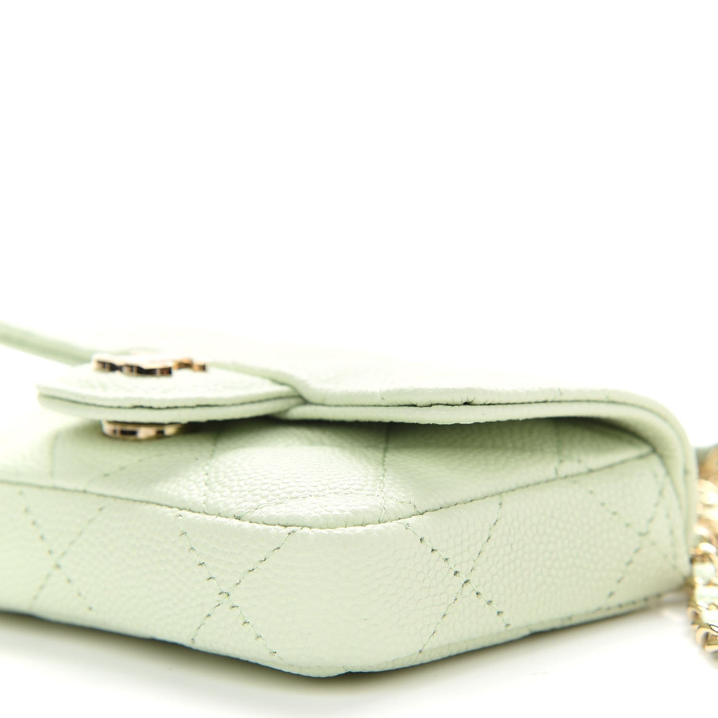 Caviar Quilted Mini Chain Belt Bag Light Green