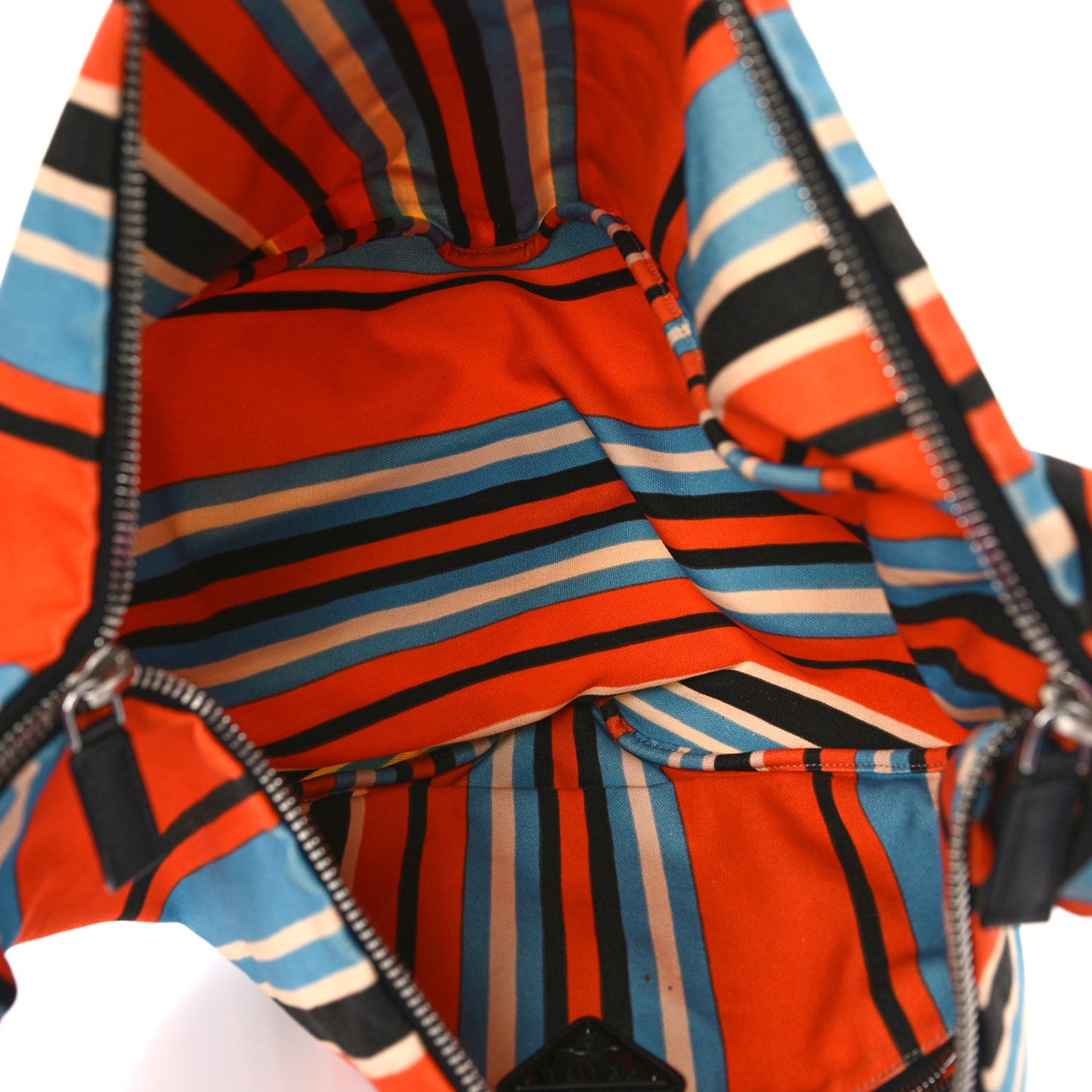 Canvas Logo Embossed Striped Large Triangle Shoulder Bag Arancio