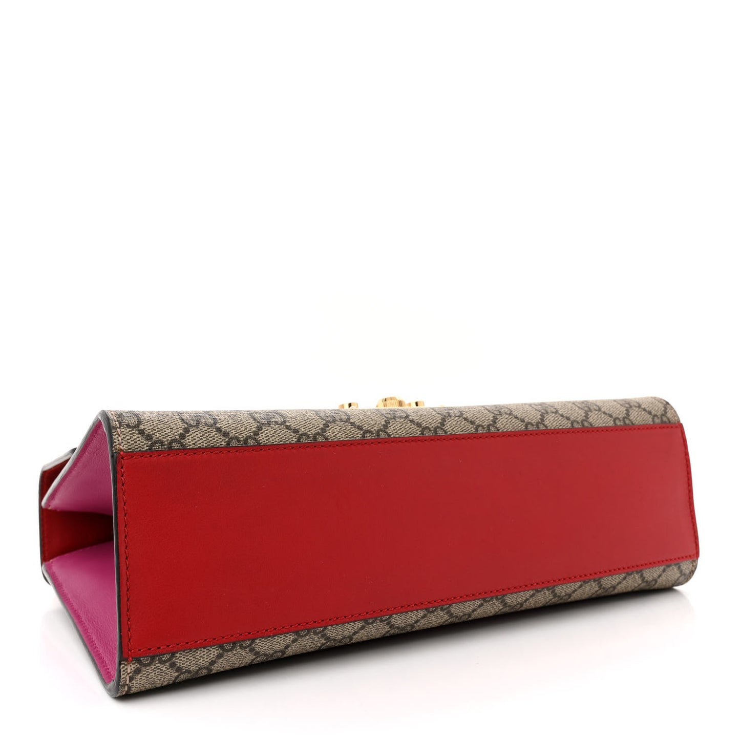 GG Supreme Monogram Calfskin Medium Padlock Shoulder Bag Beige Hibiscus Red New Rosette