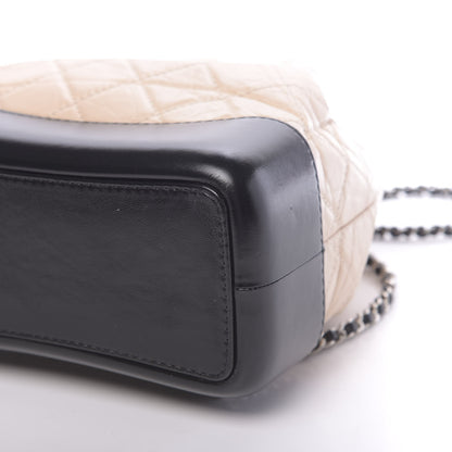 Chanel Aged Calfskin Quilted Small Gabrielle Backpack Beige Black 8 of 9