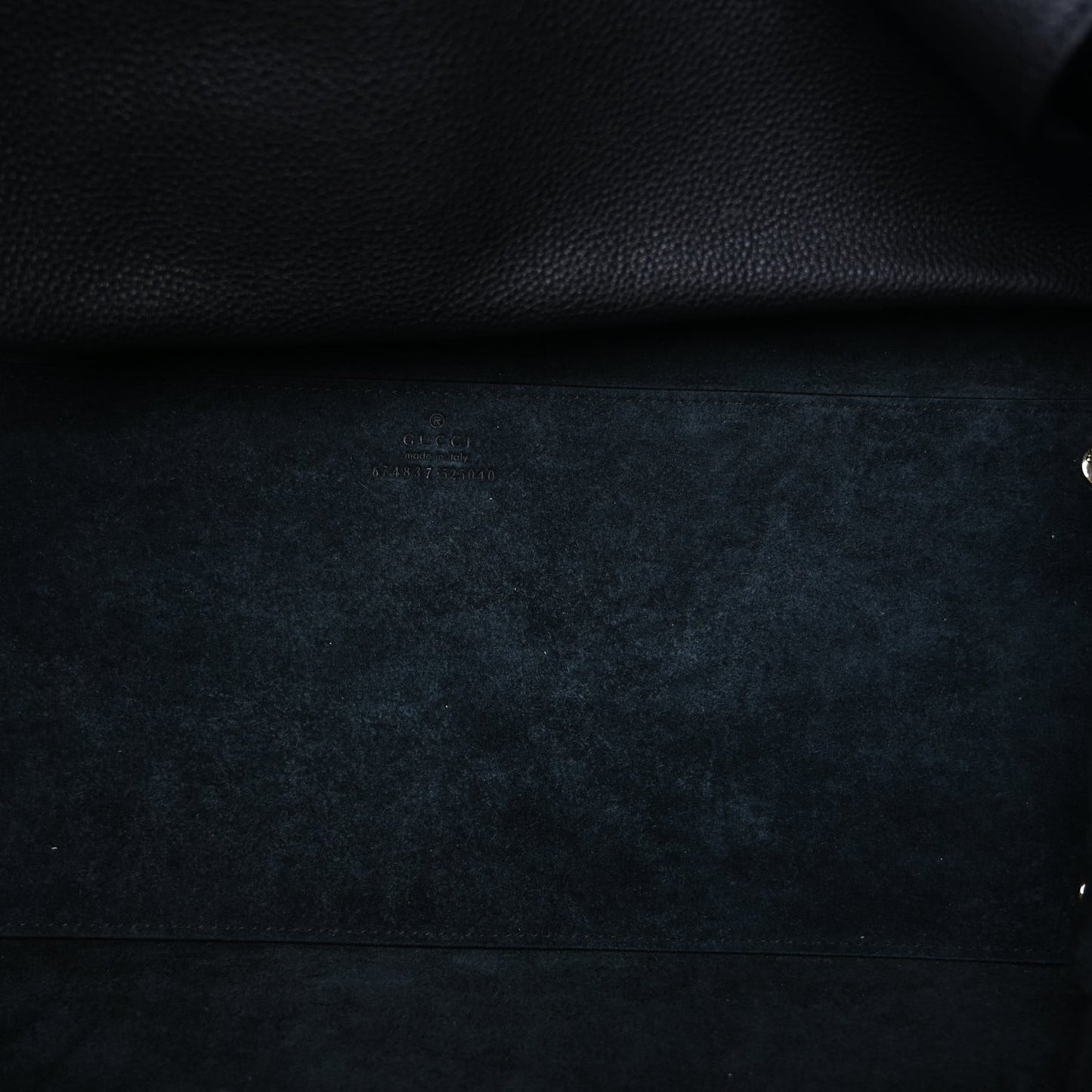 Grained Calfskin Logo Embossed Large Tote Black