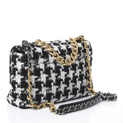 Chanel Tweed Quilted Medium 19 Flap Black Ecru White 2 of 9