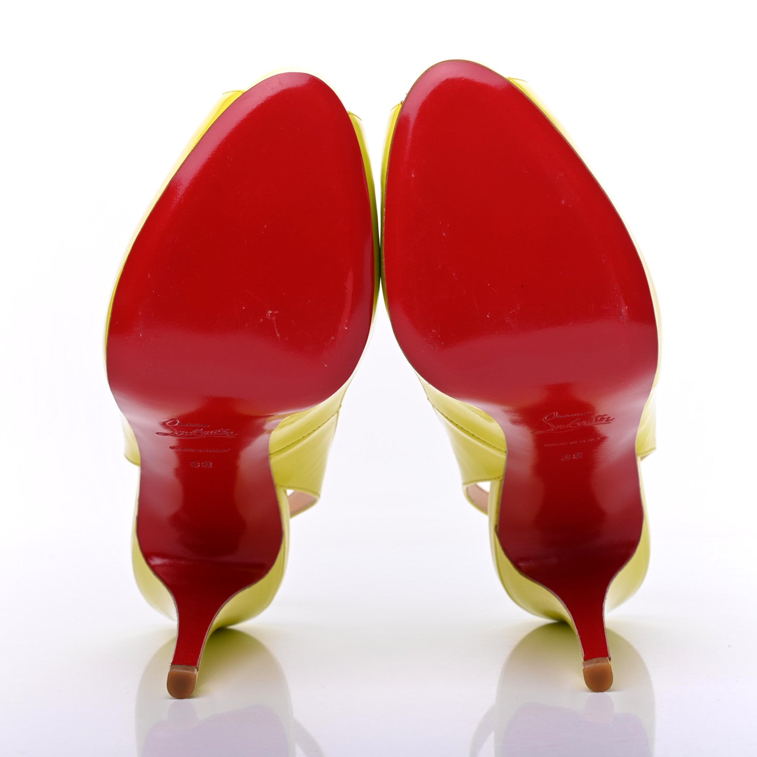 Christian Louboutin Patent No Prive 100 Pumps 38 Lemon 5 of 9
