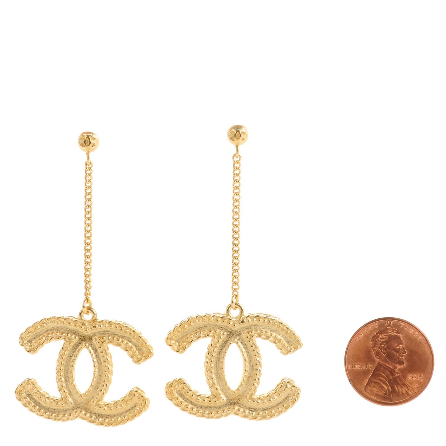 CC Drop Earrings Matte Gold
