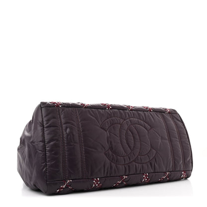 Chanel Nylon Quilted Tweed Stitch Bubble Tote Plum 4 of 7