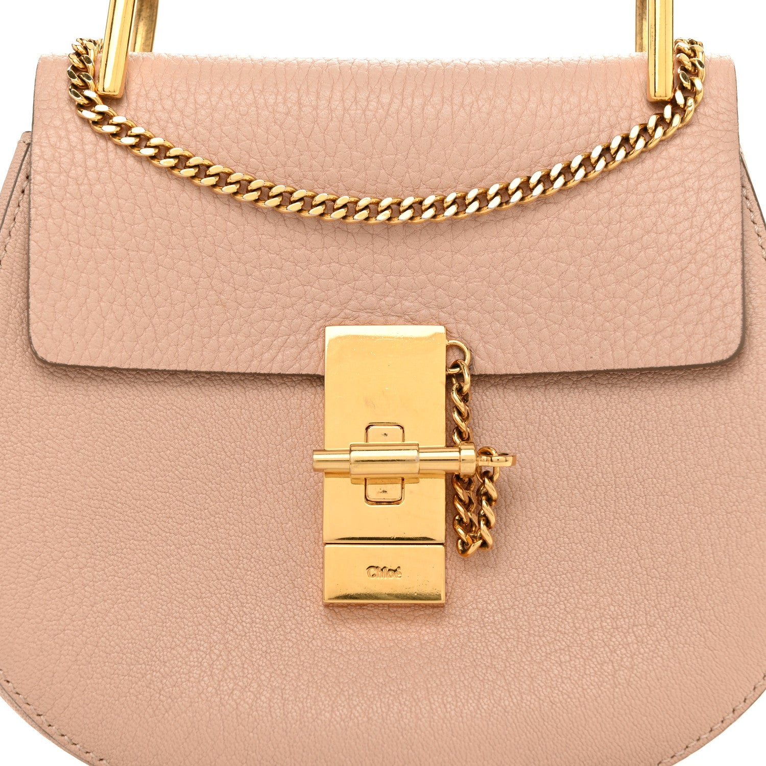 Chloe Grained Lambskin Mini Drew Shoulder Bag Cement Pink 7 of 9
