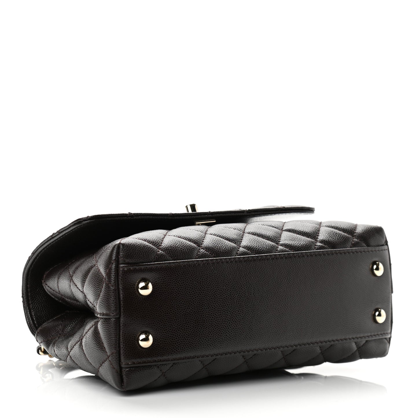 Caviar Quilted Mini Coco Handle Flap Dark Brown