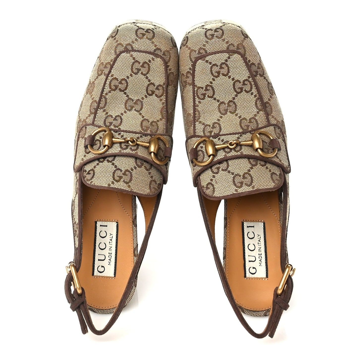 Monogram Kid Scamosciato Horsebit Platform 25/85mm Slingback Mules 36 Beige Ebony New Acero