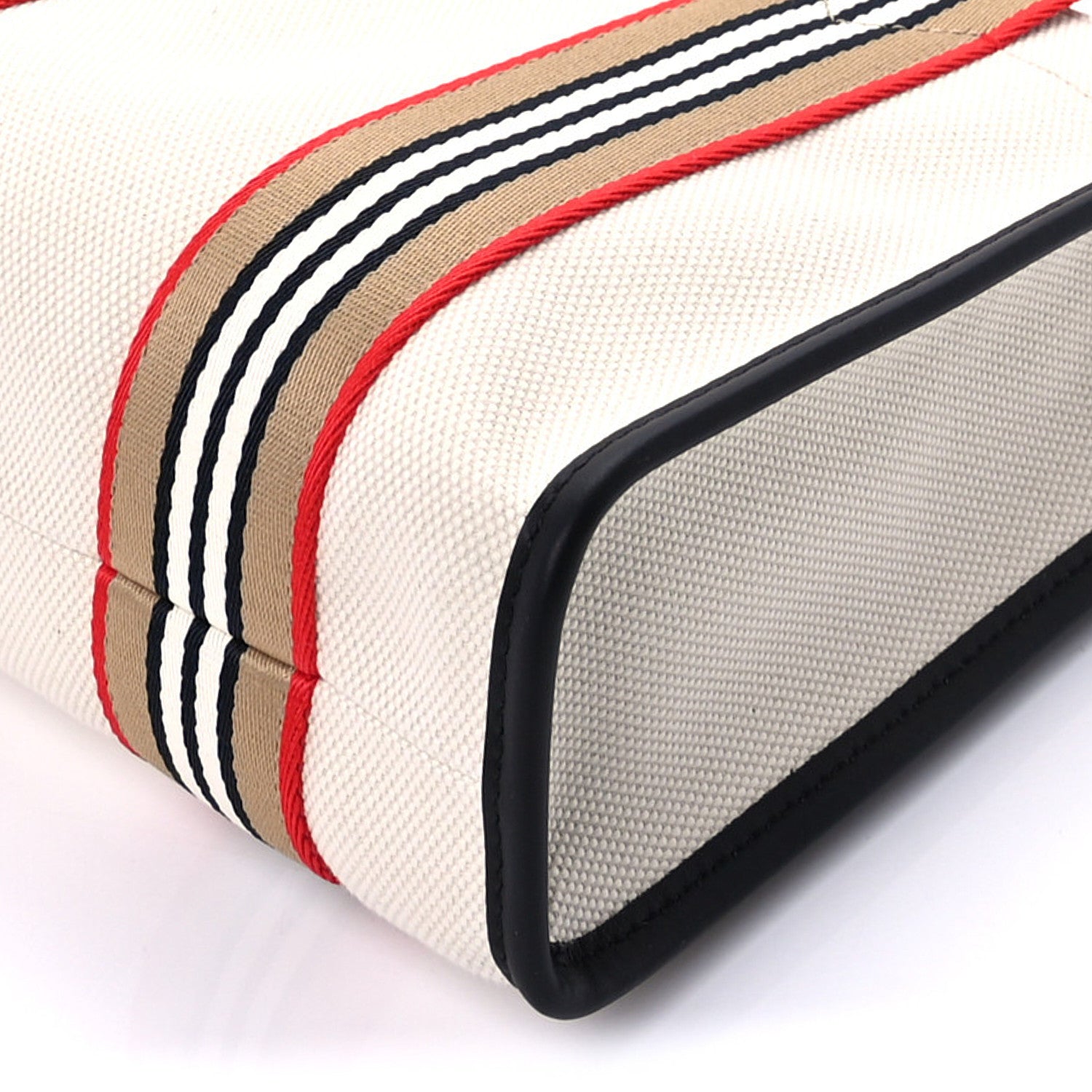 Burberry Canvas Icon Stripe Mini Tote White Black 8 of 8