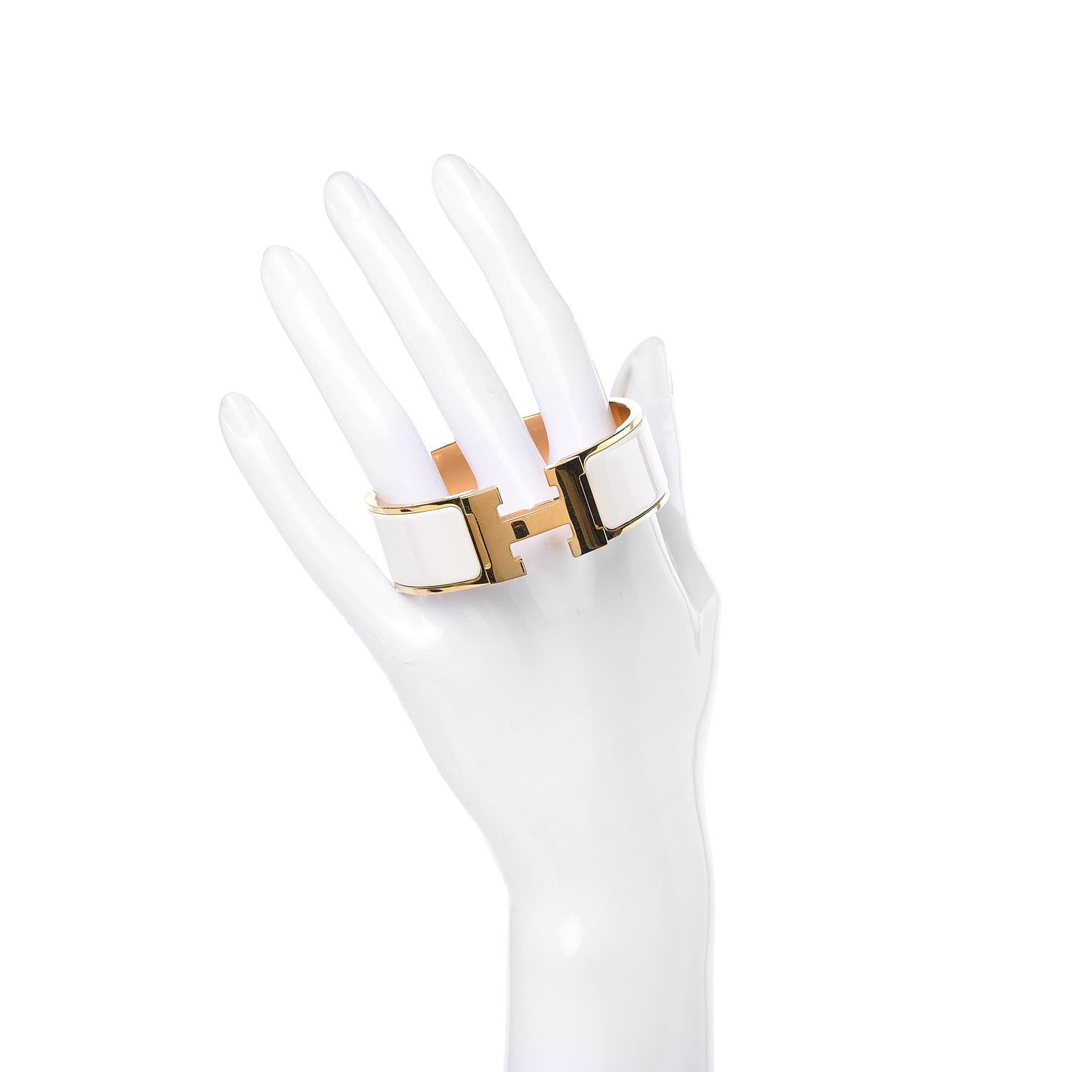 Hermes Enamel Wide Clic Clac H Bracelet PM Craie 2 of 9