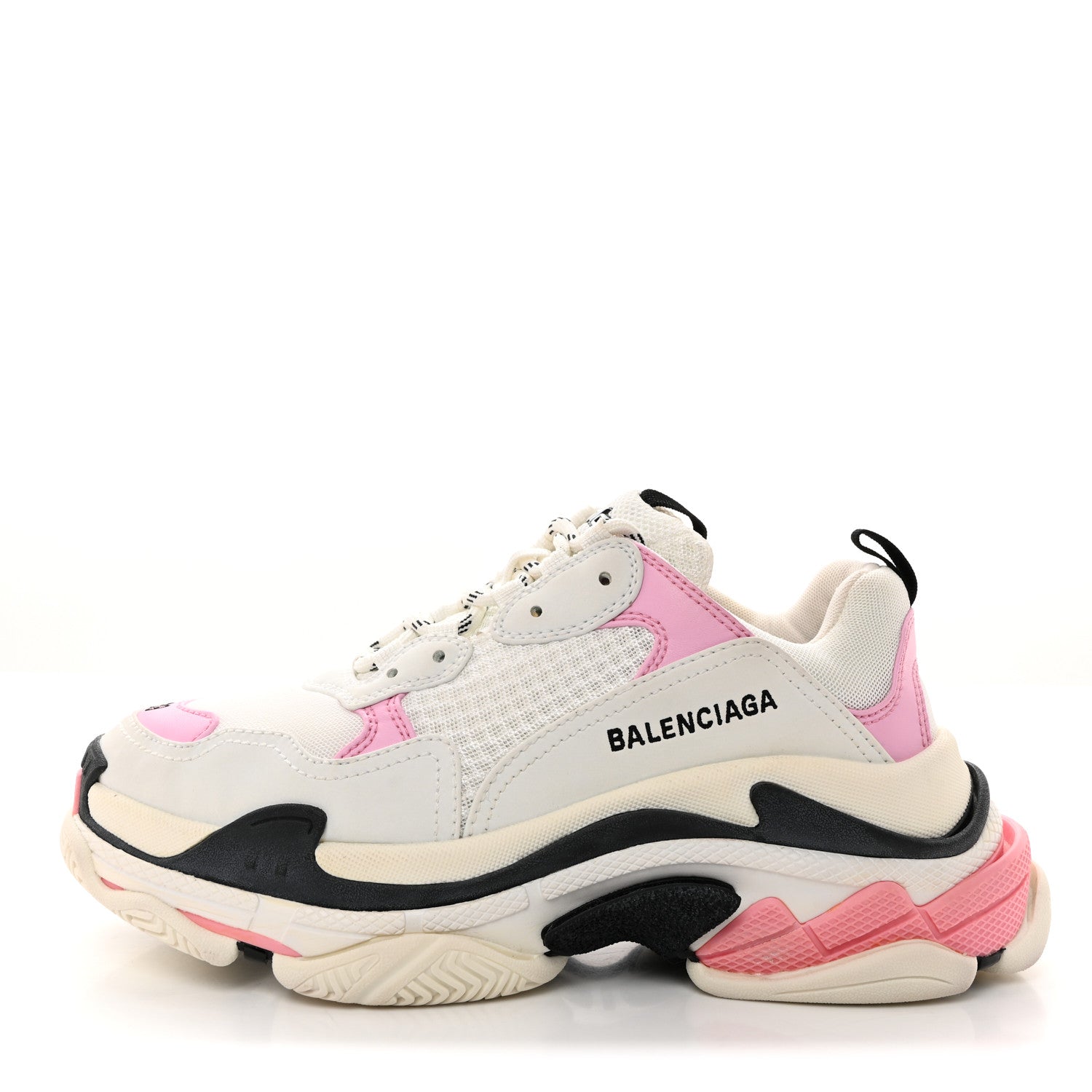 Balenciaga Fabric Mesh Washed Effect Womens Triple S Sneakers 39 Pink White Black 1 of 8