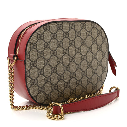 Gucci GG Supreme Monogram Kingsnake Heart Embroidered Mini Chain Shoulder Bag Beige Hibiscus Red 3 of 10